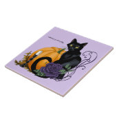 Carreau Chat noir violet Rose Citrouille Halloween (Côté)
