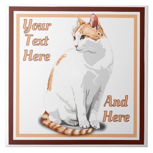 Carreau Chat orange et blanc personnalisé Ginger (Devant)