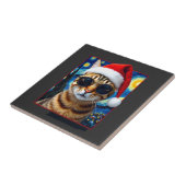Carreau Chat orange tabby Noël nuit étoilée (Côté)