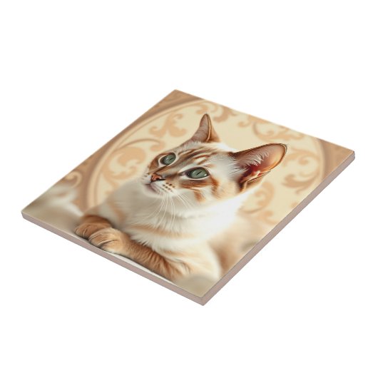 Carreau Chat Ragdoll élégant dans Art Nouveau (Côté)