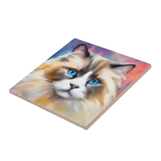 Carreau Chat Ragdoll élégant et paisible (Côté)