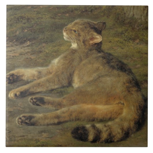 Carreau Chat sauvage (par Rosa Bonheur) (Devant)