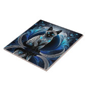 Carreau Chat siamois, noir bleu et blanc abstrait (Côté)