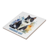 Carreau Chat smoking élégant (Côté)