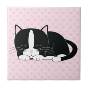 Carreau Chat somnolent de smoking