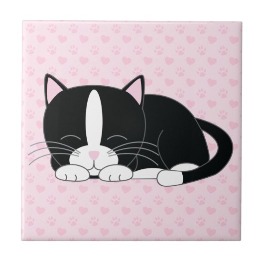Carreau Chat somnolent de smoking (Devant)