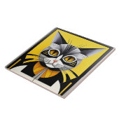 Carreau Chat stylisé géométrique abstrait (Côté)