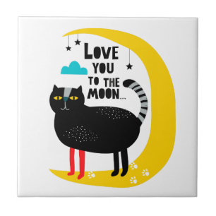 Carreau Chat sur la lune