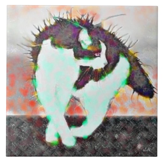 Carreau Chat sur un toit chaud de bidon (Devant)