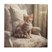 Carreau Chat sur une chaise (Shabby Chic) (Devant)