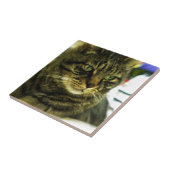 Carreau Chat tigré aux yeux verts (Côté)