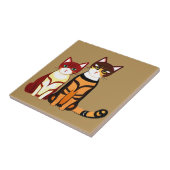 Carreau Chat tigre rayé et chaton gingembre (Côté)