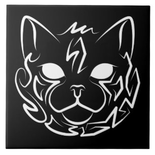 Carreau Chat tribal noir et blanc