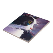 Carreau Chat Tuxedo Noir dans l'humeur orageuse (Côté)