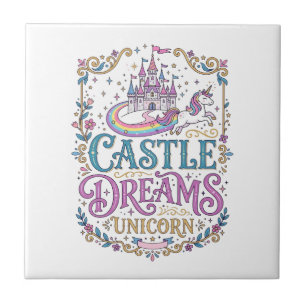 Carreau Château de licorne Rêves Licorne Fond blanc Pri