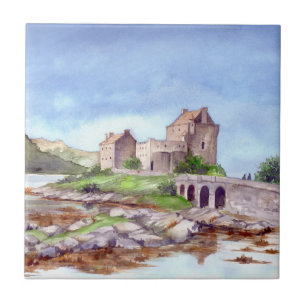 Carreau Château d'Eilean Donan Peinture aquarelle