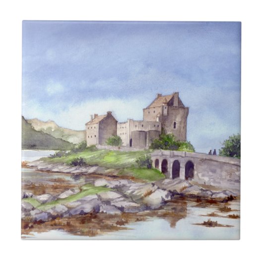 Carreau Château d'Eilean Donan Peinture aquarelle (Devant)
