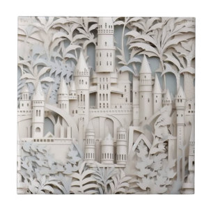 Carreau Château Fantastique Mythique Blanc Élégant