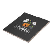Carreau Chatloween Mignon Fantôme Chat Design Halloween_1 (Côté)