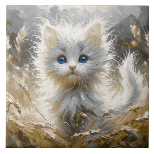Carreau Chaton blanc précieux (Devant)