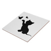 CARREAU CHATON JOUANT AVEC DES PAPILLONS (Côté)