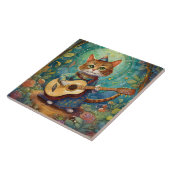 Carreau Chaton Jouant de la Guitare (Côté)
