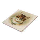 Carreau Chaton mignon avec des cloches sur le collier - (Côté)