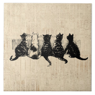 Carreau Chatons illustrés avec Arrière - plan de script de