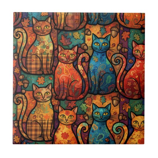 Carreau Chats Colorés (Devant)