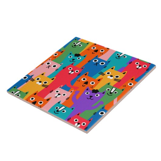 Carreau Chats colorés motif (Côté)