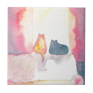 Carreau Chats colorés sur un sofa ensoleillé