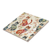 Carreau Chats dans un Motif d'aquarelle chinois (Côté)