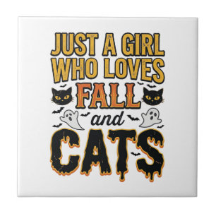 Carreau Chats d'automne fille d'Halloween conception graph