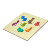 Carreau Chats fous colorés en aquarelle (Côté)