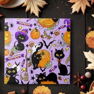 Carreau Chats noirs citrouille Halloween Candy