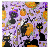 Carreau Chats noirs citrouille Halloween Candy (Devant)