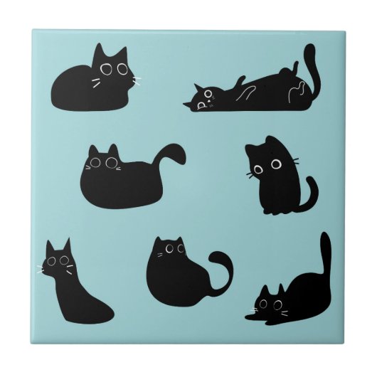 Carreau Chats noirs drôles (Devant)