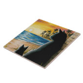 Carreau Chats noirs sur la plage Chat 597 (Côté)