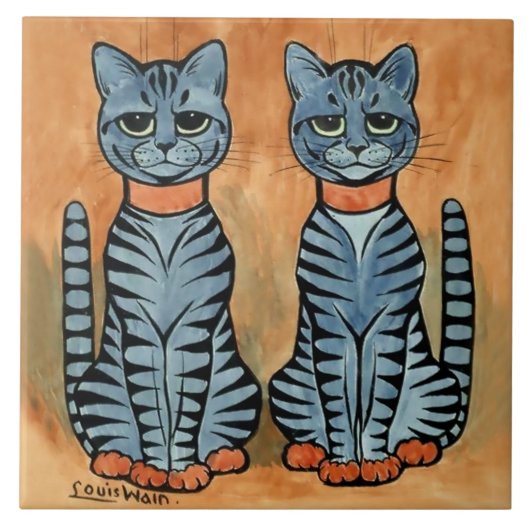Carreau Chats rayés “Twins” par Louis Wain (Devant)