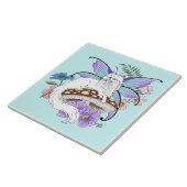 Carreau Chatte Fée Blanche Fantastique Champignon Bleu Cap (Côté)