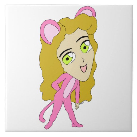 Carreau chatte rose (Devant)