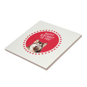 Carreau Chatte Sibérien Husky Chien Joyeux Anniversaire (Côté)