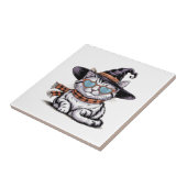 Carreau Chatte sorcière cool Chat de Halloween mignon ave (Côté)