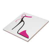 Carreau Chaussure haute en rose et noir Strappy (Côté)