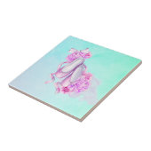 Carreau Chaussures de ballet en aquarelle rose avec des pi (Côté)