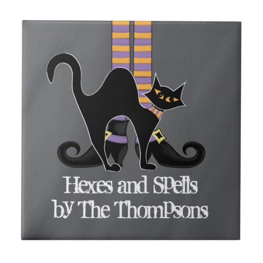 Carreau Chaussures de sorcière simple d'Halloween noir Cha (Devant)