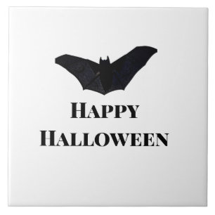 Carreau Chauve-souris noire joyeux Halloween ajouter nom t
