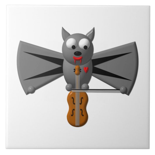Carreau Chauve-souris vampire jouant du violon (Devant)