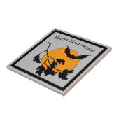 Carreau Chauve-souris vintage d'Halloween orange lune (Côté)