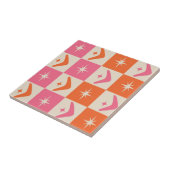 Carreau Checkered Mid Century Boomerangs pink and orange  (Côté)